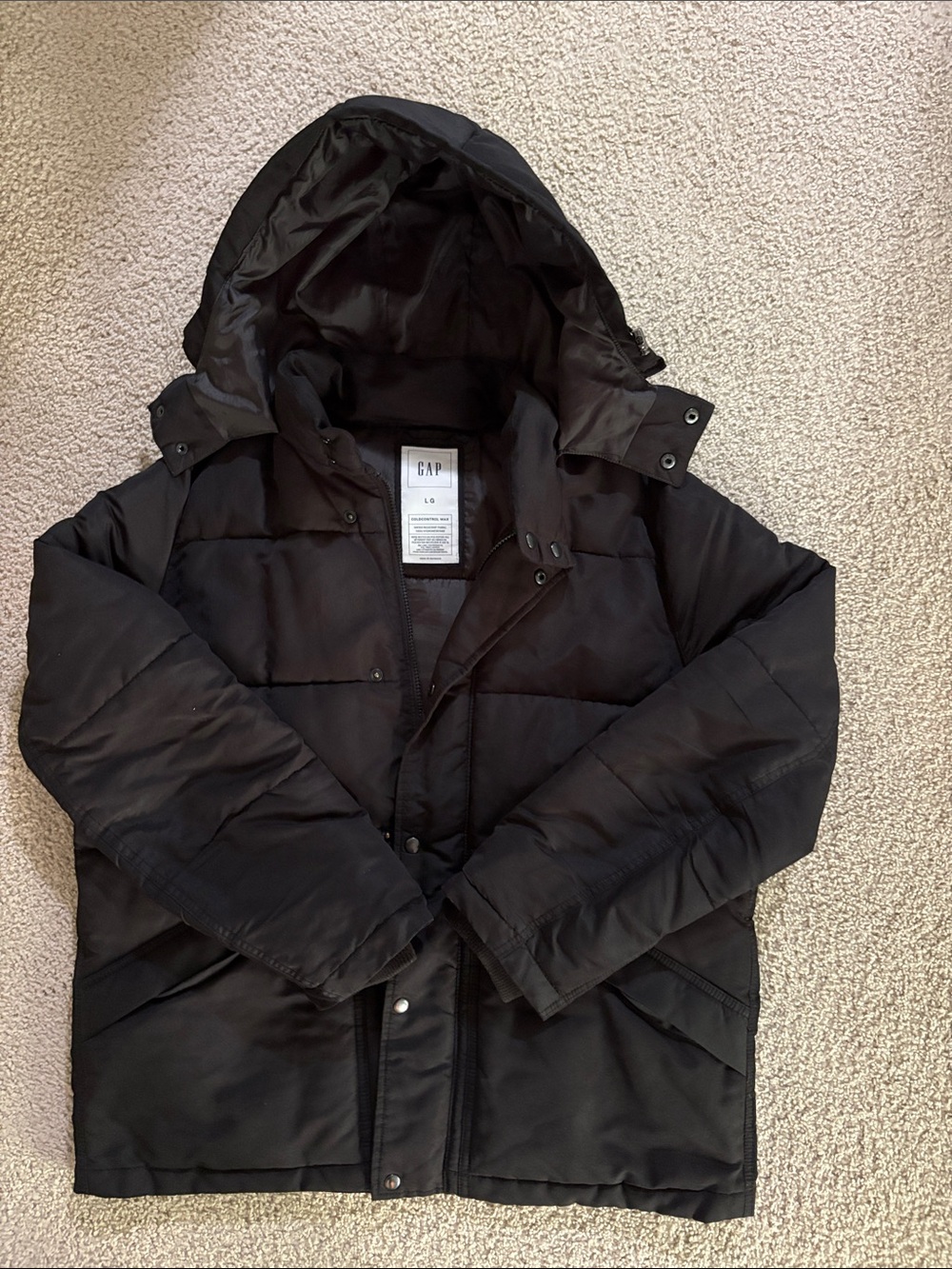 GAP Men's Black Hooded Quilted Puffer Jacket